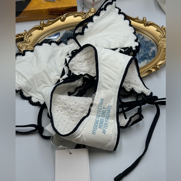 🆕 ZIMMERMANN 🧿 NWT Halliday Knit Scoop Bikini - Ivory/Black - Sz 1 - US 4 / 6 - Picture 15 of 15